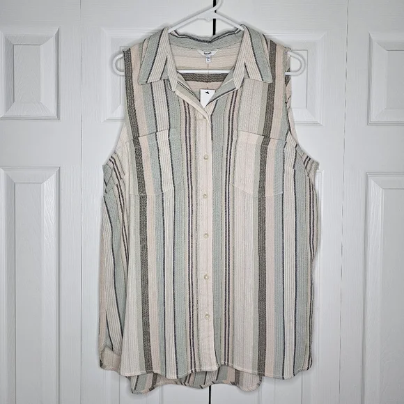Sonoma Button Down Striped Tank Top Sz xl - Picture 11 of 11